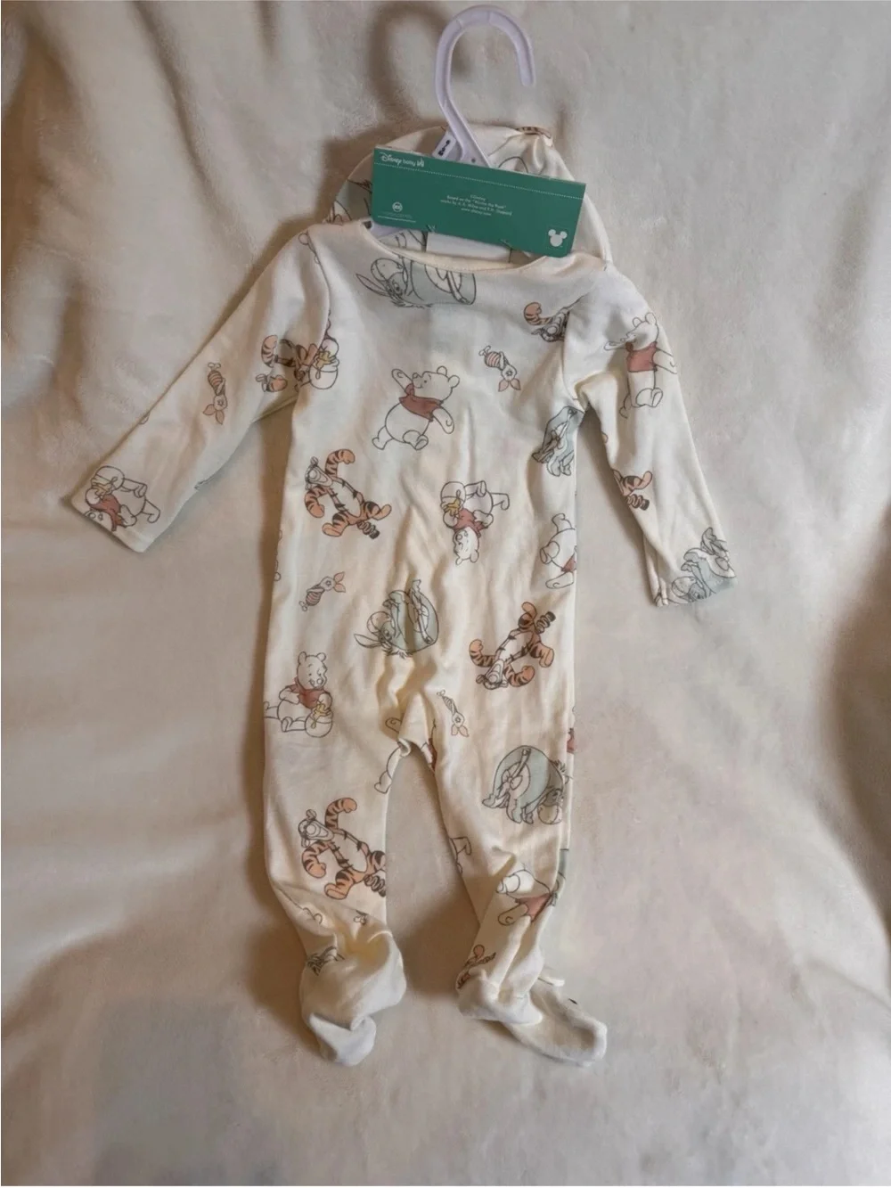 Disney Baby Winnie The Pooh Infant Footed Pajama With Cap NO HANGER
